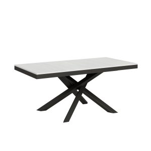 Tavolo Volantis Evolution piano Bianco Frassino 90x180 Allungato 284 telaio Antracite