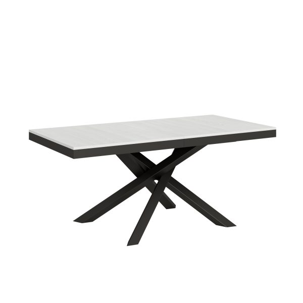 Tavolo Volantis Evolution piano Bianco Frassino 90x180 Allungato 284 telaio Antracite