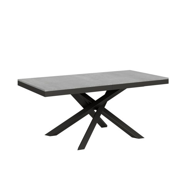 Tavolo Volantis Evolution piano Cemento 90x180 Allungato 284 telaio Antracite