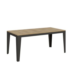 Tavolo Flame Evolution piano Quercia Natura 90x180 Allungato 440 telaio Antracite