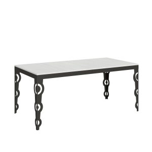 Tavolo Karamay Evolution piano Bianco Frassino 90x180Allungato 440 telaio Antracite