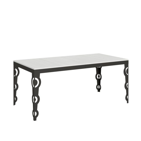 Tavolo Karamay Evolution piano Bianco Frassino 90x180Allungato 440 telaio Antracite