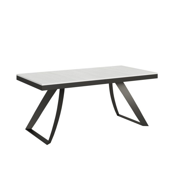 Tavolo Proxy Evolution piano Bianco Frassino 90x180Allungato 440 telaio Antracite