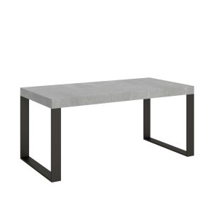 Tavolo Tecno Allungabile piano Cemento 90x180 Allungato 440 telaio Antracite