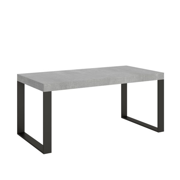 Tavolo Tecno Allungabile piano Cemento 90x180 Allungato 440 telaio Antracite