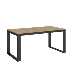 Tavolo Tecno Evolution piano Quercia Natura 90x180 Allungato 90x440 telaio Antracite