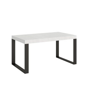 Tavolo Tecno Premium Allungabile piano Bianco Frassino 90x160 Allungato 264 telaio Antracite