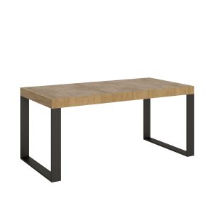Tavolo Tecno Premium Allungabile piano Quercia Natura 90x180 Allungato 440 telaio Antracite