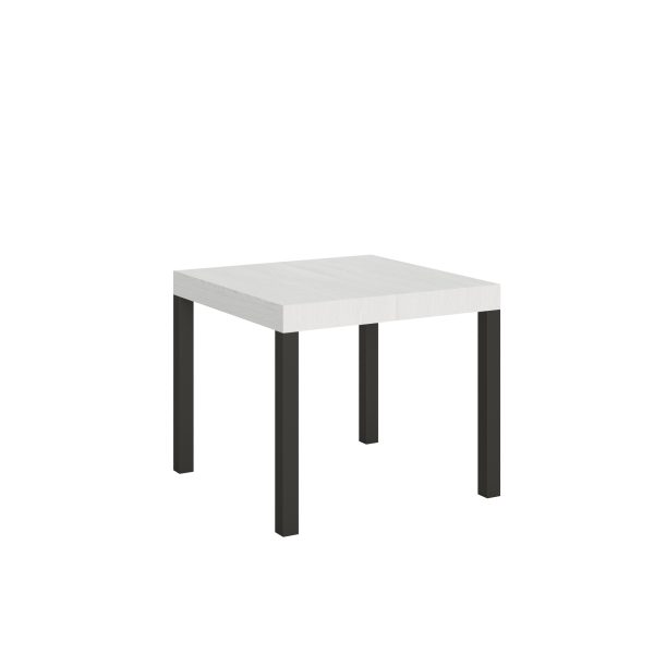 Tavolo everyday Allungabile piano Bianco Frassino 90x90 Allungato 246 telaio Antracite