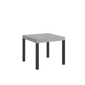 Tavolo everyday Allungabile piano Cemento 90x90 Allungato 246 telaio Antracite