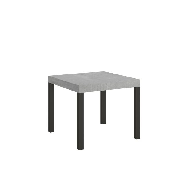 Tavolo everyday Allungabile piano Cemento 90x90 Allungato 246 telaio Antracite