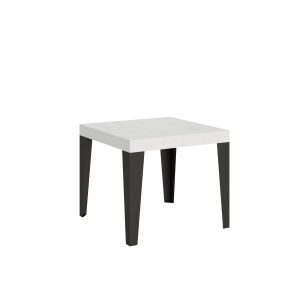Tavolo Flame Allungabile piano Bianco Frassino 90x90 Allungato 246 telaio Antracite
