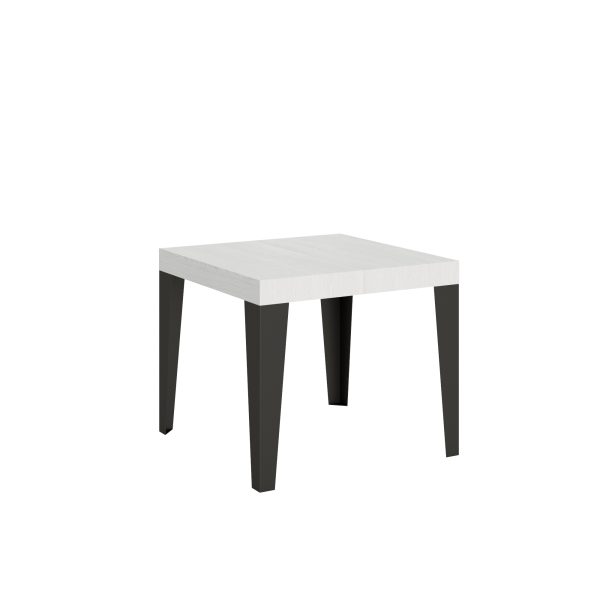 Tavolo Flame Allungabile piano Bianco Frassino 90x90 Allungato 246 telaio Antracite