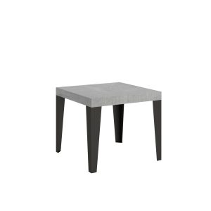 Tavolo Flame Allungabile piano Cemento 90x90 Allungato 246 telaio Antracite