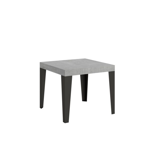 Tavolo Flame Allungabile piano Cemento 90x90 Allungato 246 telaio Antracite