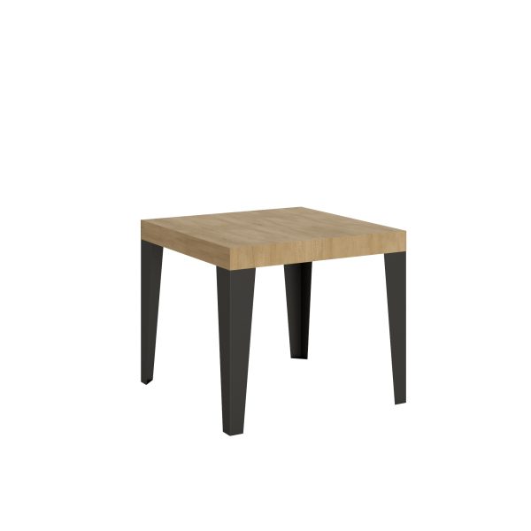 Tavolo Flame Allungabile piano Quercia Natura 90x90 Allungato 246 telaio Antracite