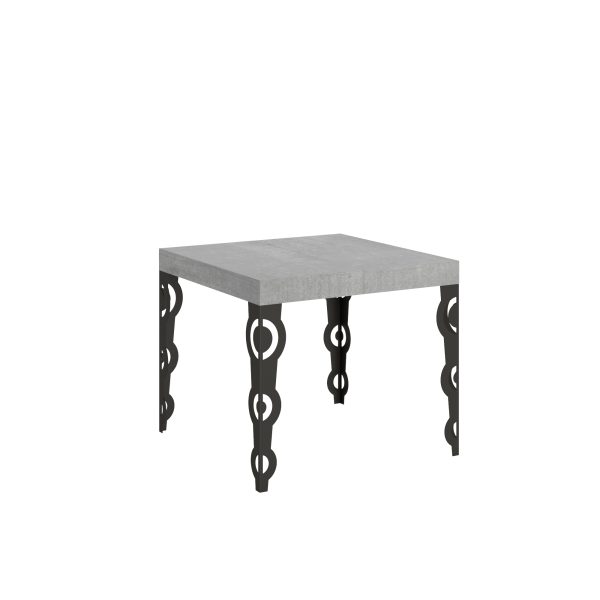 Tavolo Karamay Allungabile piano Cemento 90x90 Allungato 246 telaio Antracite
