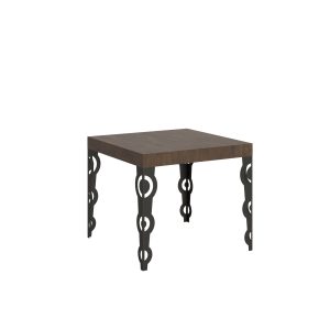 Tavolo Karamay Allungabile piano Noce 90x90 telaio Allungato 246 Antracite