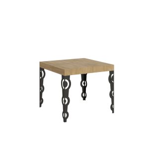 Tavolo Karamay Allungabile piano Quercia Natura 90x90 Allungato 246 telaio Antracite