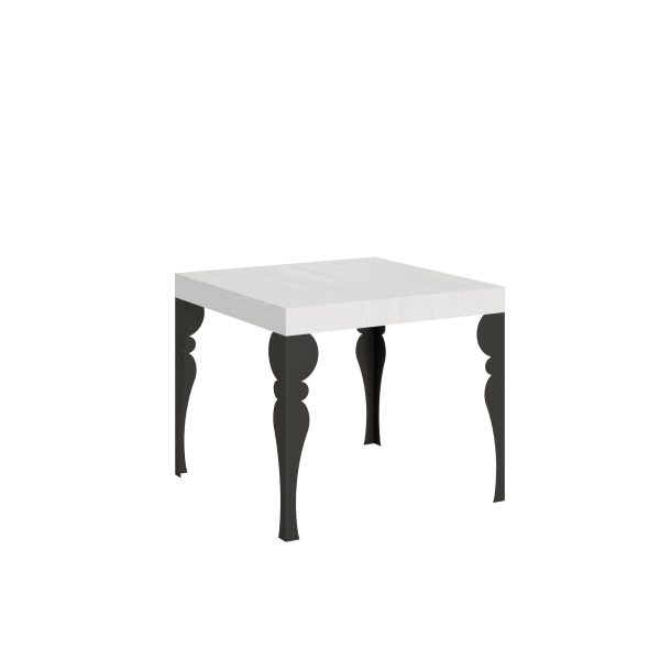 Tavolo Paxon Allungabile piano Bianco Frassino 90x90 Allungato 246 telaio Antracite