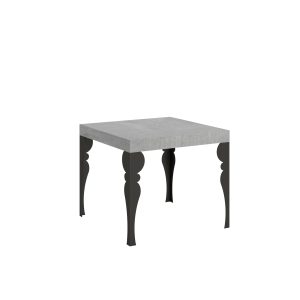 Tavolo Paxon Allungabile piano Cemento 90x90 Allungato 246 telaio Antracite