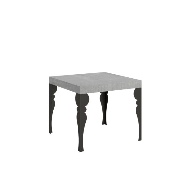 Tavolo Paxon Allungabile piano Cemento 90x90 Allungato 246 telaio Antracite