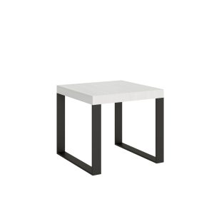 Tavolo Tecno Allungabile piano Bianco Frassino 90x90 Allungato 246 telaio Antracite