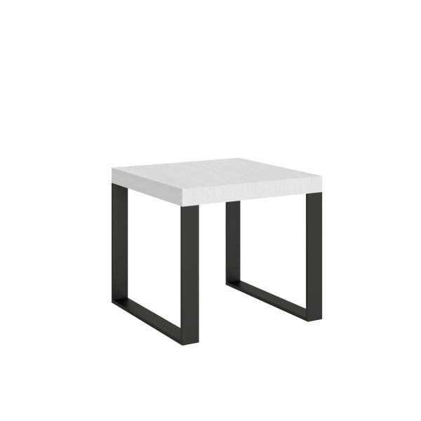 Tavolo Tecno Allungabile piano Bianco Frassino 90x90 Allungato 246 telaio Antracite