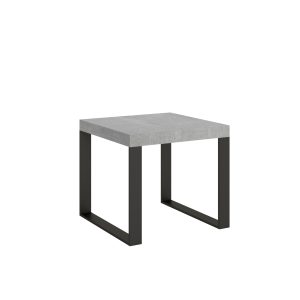 Tavolo Tecno Allungabile piano Cemento 90x90 Allungato 246 telaio Antracite