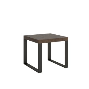 Tavolo Tecno Allungabile piano Noce 90x90 Allungato 246 telaio Antracite