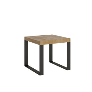 Tavolo Tecno Allungabile piano Quercia Natura 90x90 Allungato 246 telaio Antracite