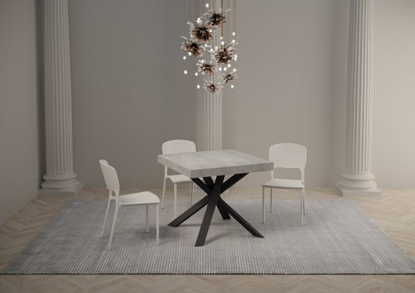 Tavolo Clerk 90x90 allungato 194 piano Cemento gambe Antracite - immagine 2