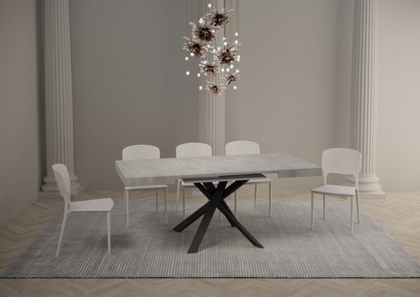 Tavolo Clerk 90x90 allungato 194 piano Cemento gambe Antracite - immagine 3