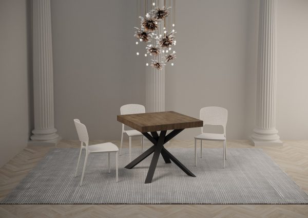 Tavolo Clerk 90x90 allungato 194 piano Noce gambe Antracite - immagine 2