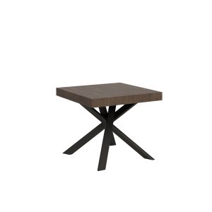 Tavolo Clerk 90x90 allungato 194 piano Noce gambe Antracite