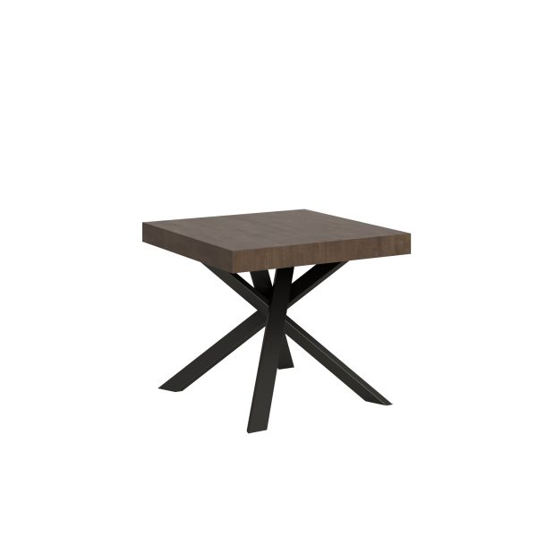 Tavolo Clerk 90x90 allungato 194 piano Noce gambe Antracite