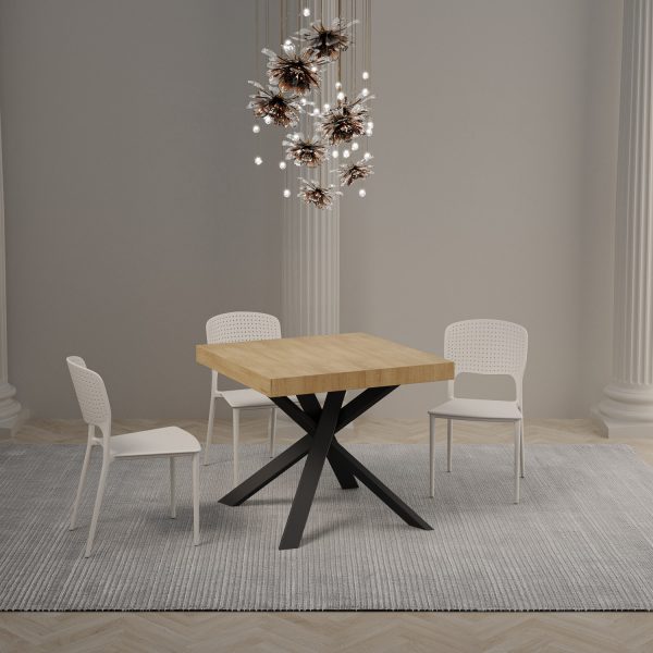 Tavolo allungabile 90x90/194 cm Clerk Premium piano Quercia Natura - gambe Antracite - immagine 2