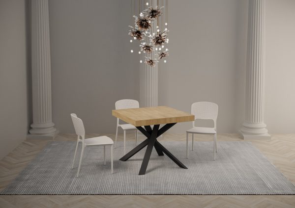 Tavolo Clerk 90x90 allungato 194 piano Quercia Natura gambe Antracite - immagine 2