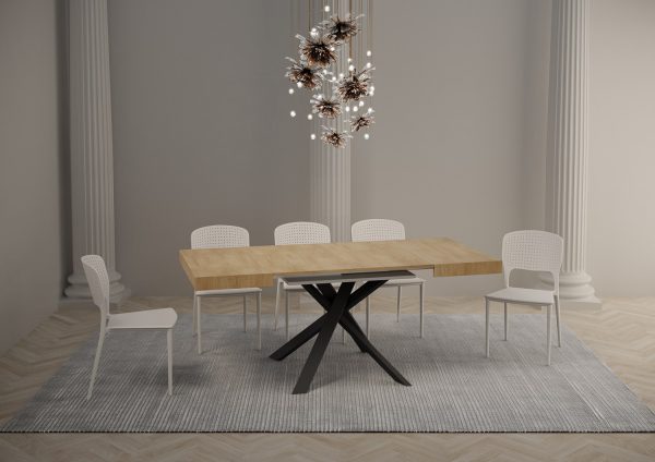 Tavolo Clerk 90x90 allungato 194 piano Quercia Natura gambe Antracite - immagine 3