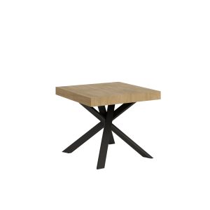 Tavolo Clerk 90x90 allungato 194 piano Quercia Natura gambe Antracite