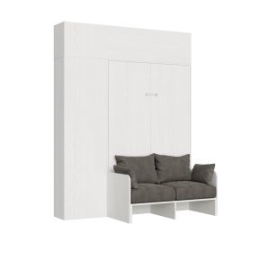 Letto 140 Sofà Kentaro Bianco Frassino con colonna - pensile vasistas - pensile sopra colonna