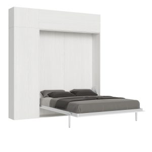 Letto matrimoniale Kentaro Bianco Frassino con colonna - pensile vasistas - pensile sopra colonna