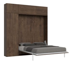 Letto matrimoniale Kentaro Noce con colonna - pensile vasistas - pensile sopra colonna