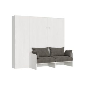 Letto matrimoniale Sofà Kentaro Bianco Frassino con colonna sx-dx