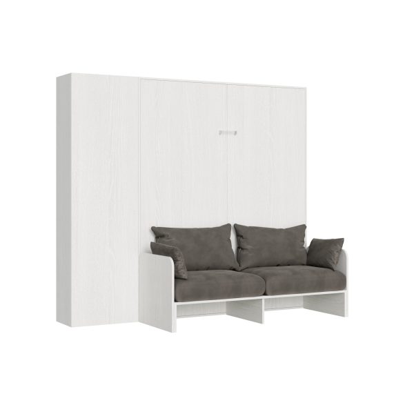Letto matrimoniale Sofà Kentaro Bianco Frassino con colonna sx-dx