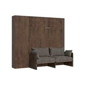 Letto matrimoniale Sofà Kentaro Noce con colonna sx-dx