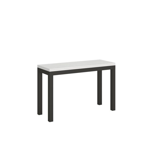 Tavolo Everyday Double Bianco Frassino 120x45 aperto/Allungato 120x90/200x90 gambe/telaio Antracite