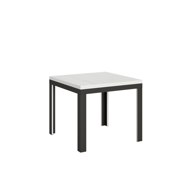 Tavolo Linea Libra Bianco Frassino 90x90 Allungato 90x180 telaio Antracite