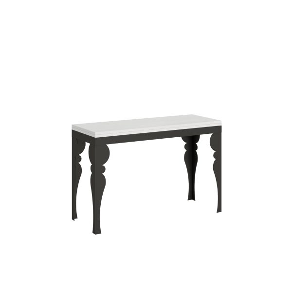 Tavolo Paxon Double Bianco Frassino 120x45 aperto/Allungato 120x90/200x90 gambe/telaio Antracite