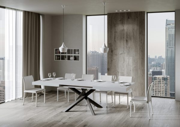 Tavolo Volantis Allungabile piano Bianco Frassino 90x180 Allungato 440 telaio Antracite - immagine 5
